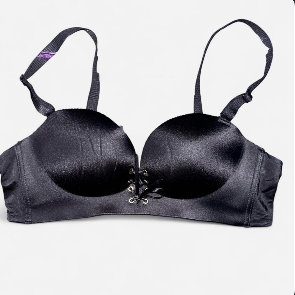 Elegant Black Lace-Up Bra